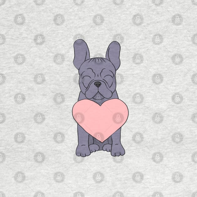 French Bulldog - Blue Frenchie with a Heart by jollyinu